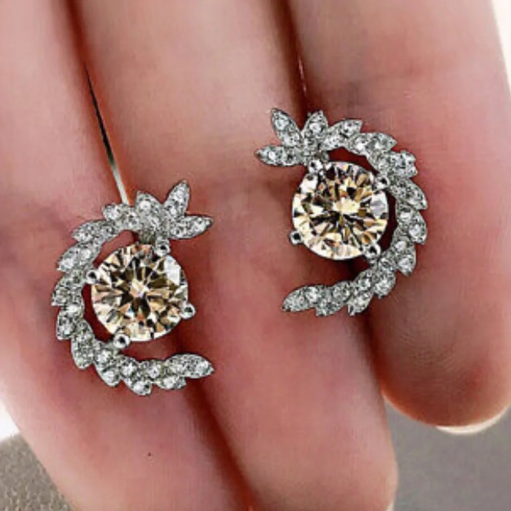 NWT sparkling sterling silver diamond earrings - Picture 3 of 7